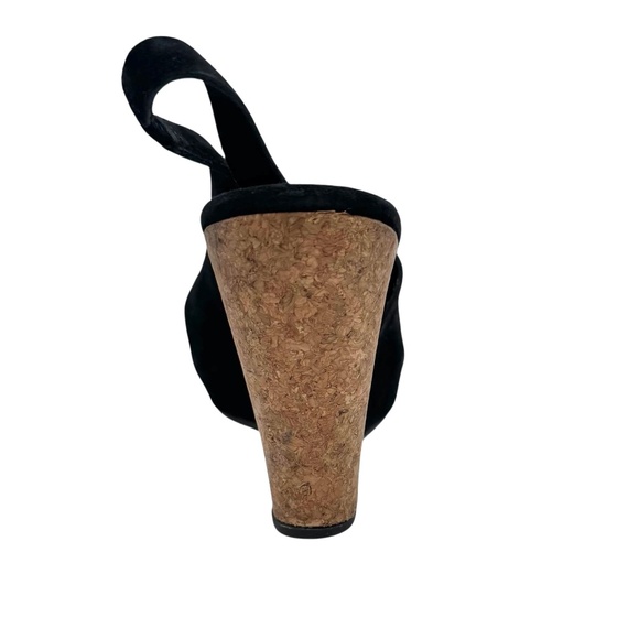 UGG HAZEL BLACK SUEDE & CORK WEDGE HEEL PLATFORM SANDALS - Picture 10 of 16